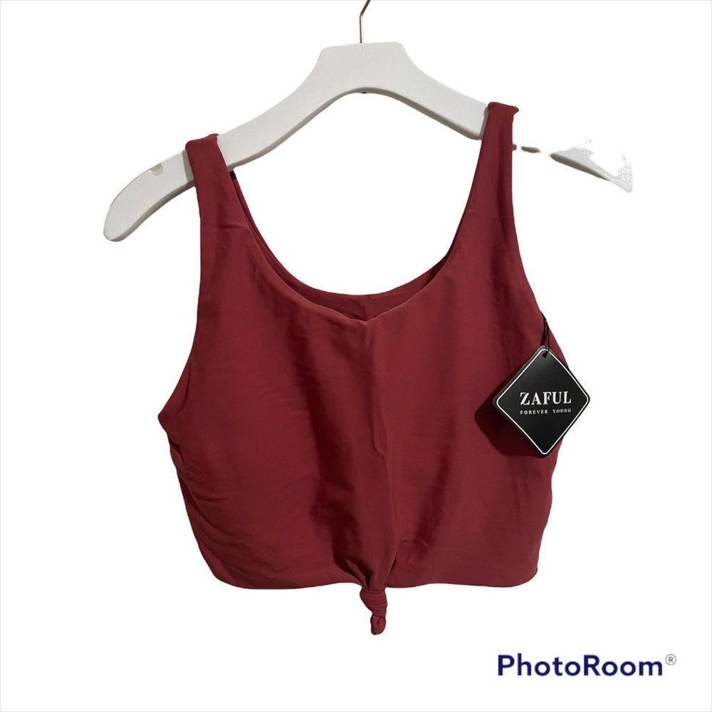 Zaful Women's Rust Front Knot Crop Top